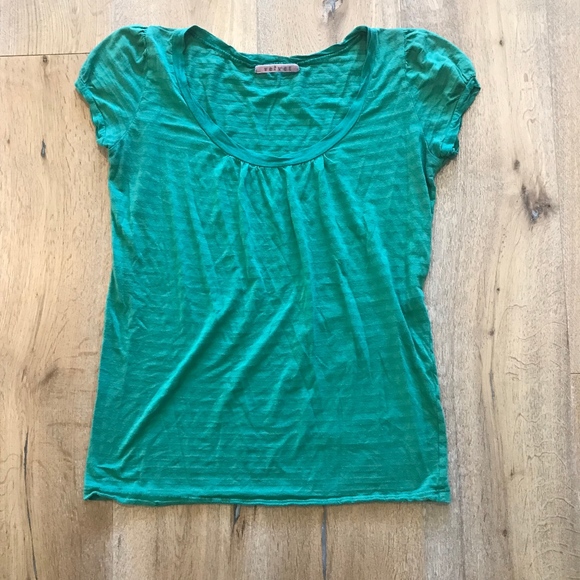 Velvet by Graham & Spencer Tops - Velvet Green Striped Cap Sleeve Top